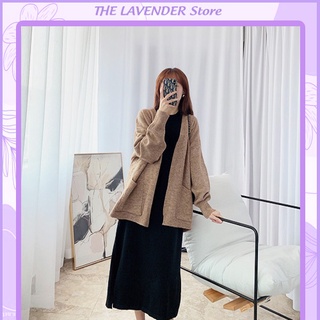 Set áo khoác cardigan phối váy body đen len tăm dáng dài xinh, set váy nữ len tăm xinh đẹp