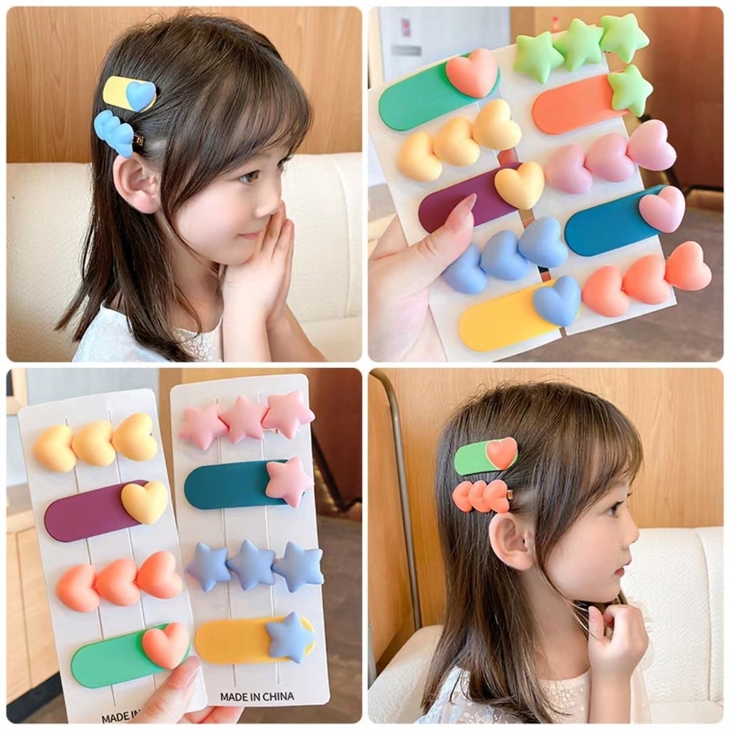 Set 2 Kẹp Tóc Hình Trái Tim Thời Trang Cho Bé Gái