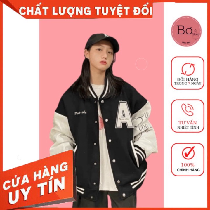 Áo Khoác Bomber Nam Nữ Phối Tay Chữ A - Áo Bomber Chất Kaki Dày Dặn Form Rộng Hottrend Bơ Store - Hàng nhập khẩu