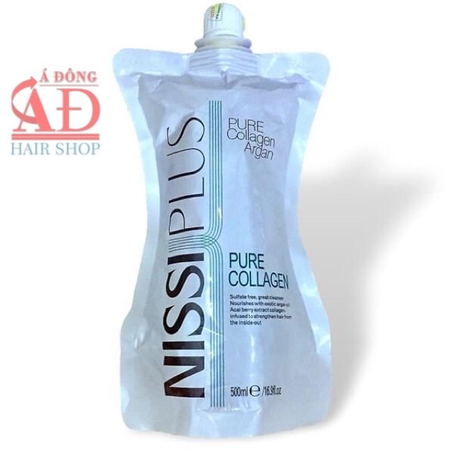 [Chính hãng] [Siêu rẻ] Dầu hấp ủ tóc siêu mượt phục hồi tóc Nissiplus Pure Collagen (dạng túi) 500ml
