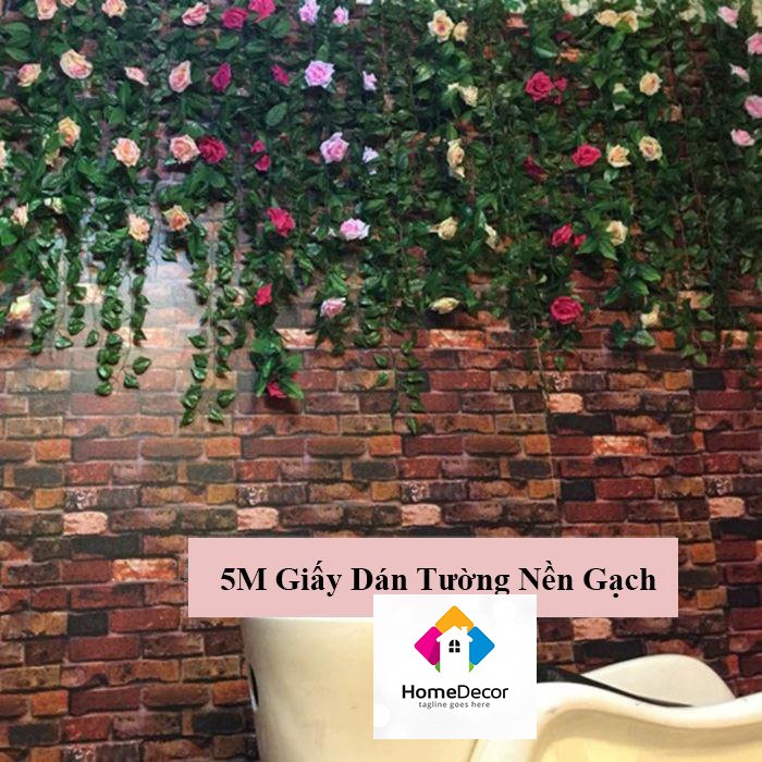 5M Giấy Dán Tường Nền Gạch - Có sẵn keo