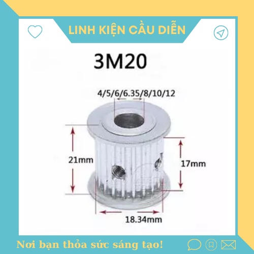 Puly 3M 20 răng bản rộng