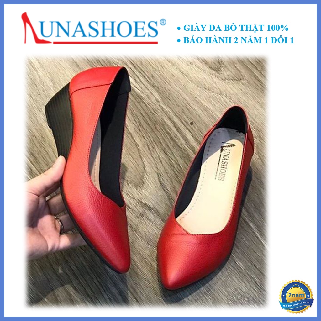 Giày đế xuồng nữ 4p Lunashoes (24809) giầy da bò mũi nhọn cao cấp dễ đi kiểu Hàn quốc êm chân bảo hành 2 năm