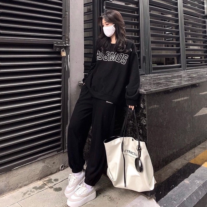 Set quần áo COSMOS loại 1 nỉ tăm [FREESHIP] Bộ nỉ áo dài tay quần jogger vải nỉ tăm form rộng | BigBuy360 - bigbuy360.vn