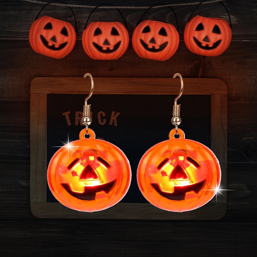 1 Đôi Bông Tai Hợp Kim Có Đèn LED Phát Sáng Phong Cách Halloween