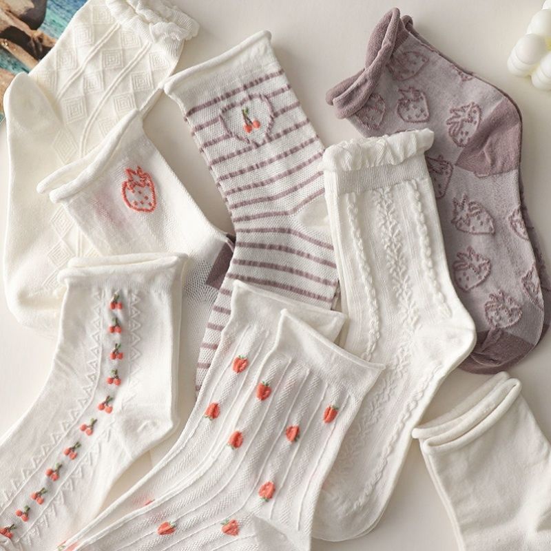 T17 - Tất Lolita Nữ Cổ Cao Chất Liệu Cotton