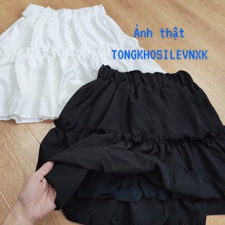 SP sẵn -  (Hàng L1) CHÂN VÁY NGẮN BÈO TẦNG BASIC - QUẦN GIẢ VÁY ĐŨI XOÈ Trắng Đen Ulzzang