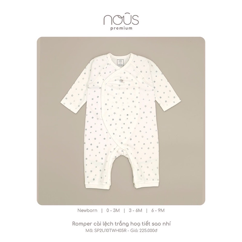 Bộ Romper Cài Lệch Xanh - Nous Premium Dòng Sản Phẩm Cao Cấp - Cho Bé Sơ Sinh Đến 6-9 Tháng Tuổi