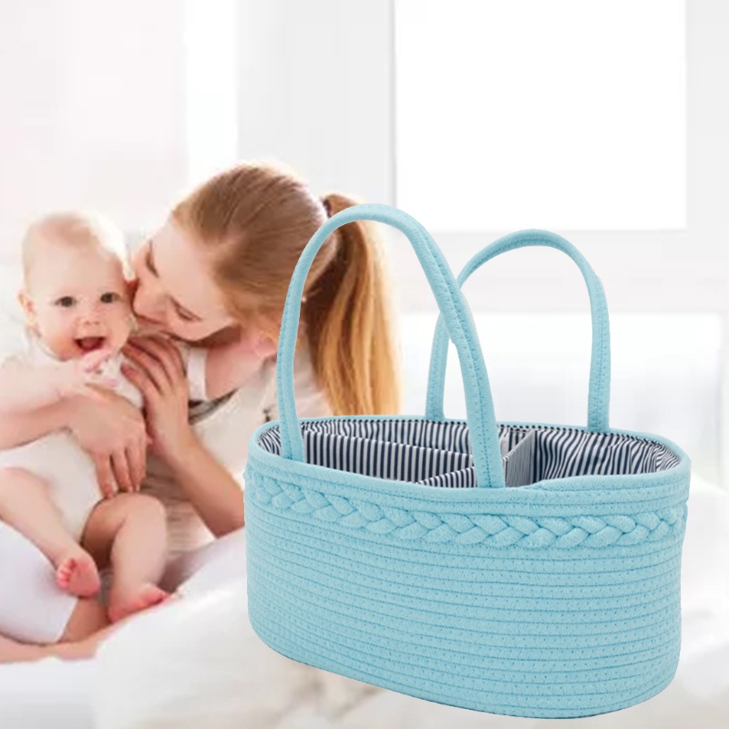 Giỏ Đựng Tã Lót Bằng Dây Cotton Bện Tiện Dụng