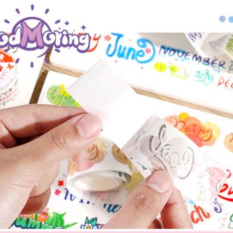 Cuộn băng dán washi RUIXIANG họa tiết chữ cái Tiếng Anh nghệ thuật dành cho trang trí