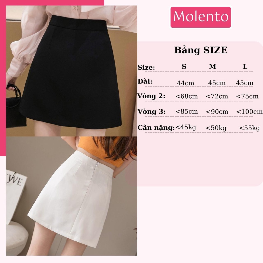 Chân Váy Chữ A Ngắn Công Sở Lưng Cao Khóa Kéo Có Quần Lót Vintage Ulzzang Phong Cách Hàn Quốc Trẻ Trung Molento M12