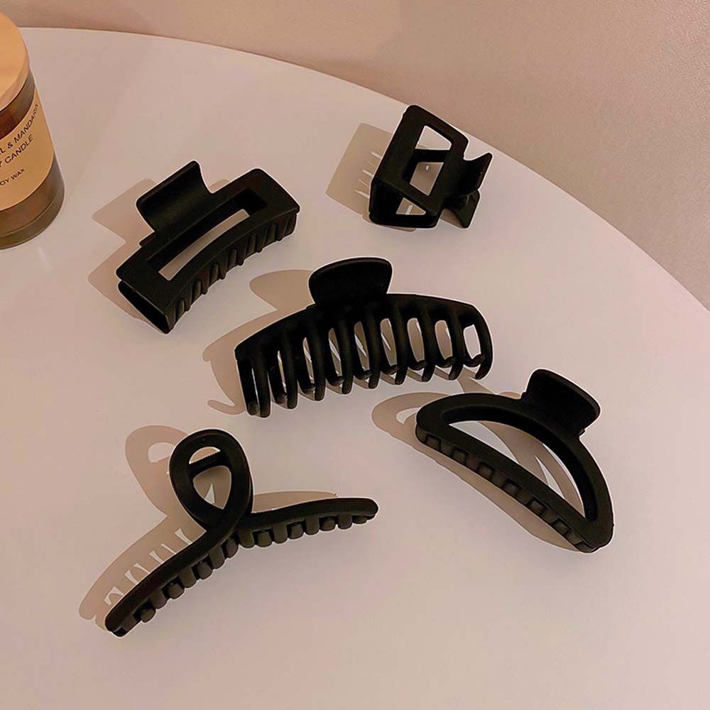 Kẹp tóc màu đen bằng nhựa resin thiết kế hình học phong cách Hàn Quốc cho nữ