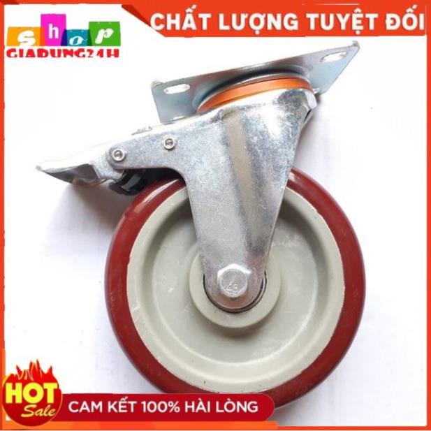 BÁNH XE ĐẨY ĐỎ MẬN HÀNG XOAY 360 ĐỘ CAO CẤP LOẠI 12CM-CHỊU LỰC SIÊU NẶNG-gIADUNG24H