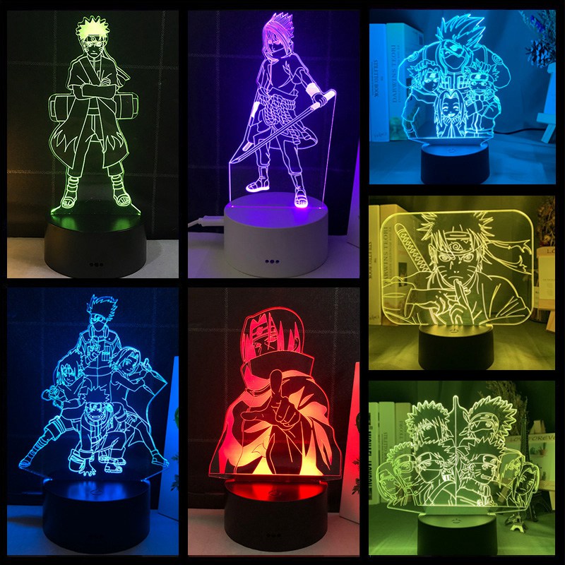 Đèn ngủ thiết kế hình nhân vật hoạt hình Naruto thay đổi màu sắc cảm ứng được tiện lợi