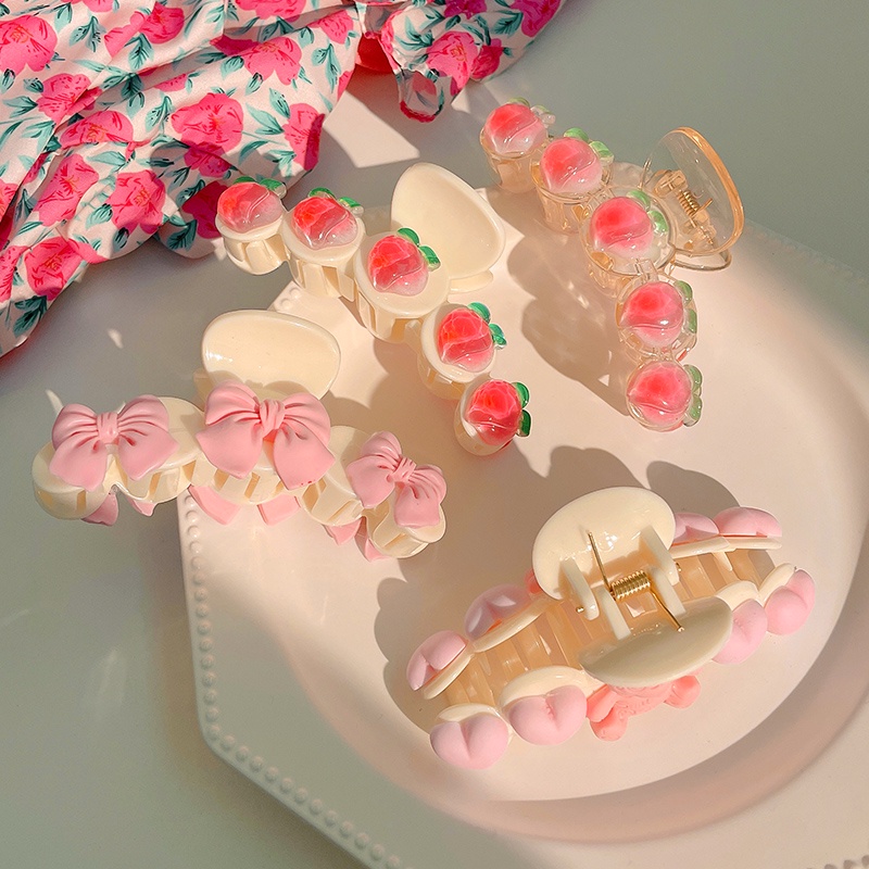 Kẹp Tóc Nhựa Trong Suốt Hình Hoa Phong Cách Hàn Quốc Dễ Thương