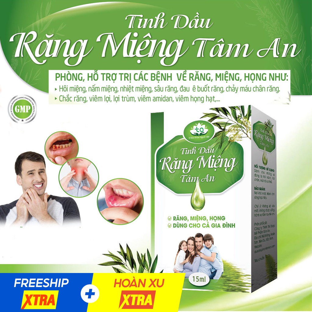 [HÀNG CHÍNH HÃNG]Tinh Dầu Răng Miệng Tâm An - Hôi Miệng, Nhiệt Miệng, Sâu Răng, Viêm Tai Giữa, Viêm Họng Hạt