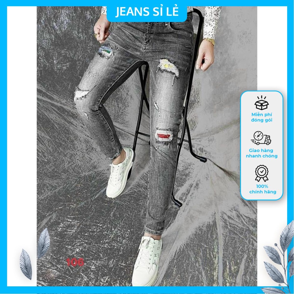 (vcbshop) Quần jean nam wash bạc rách xước cá tính có size đại nha khách 9373