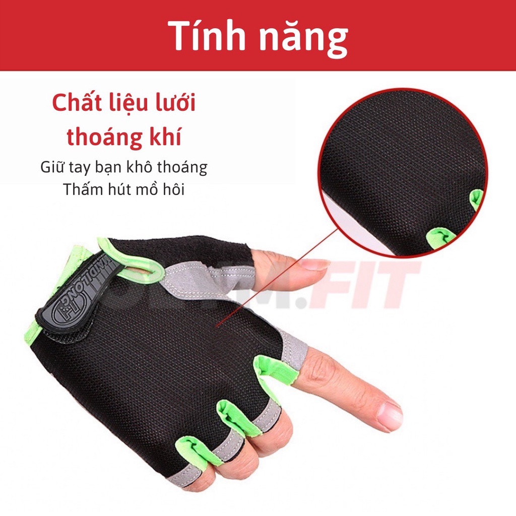 Găng tay xe máy xe đạp - Găng tay hở ngón chống trơn trượt dành cho nam nữ