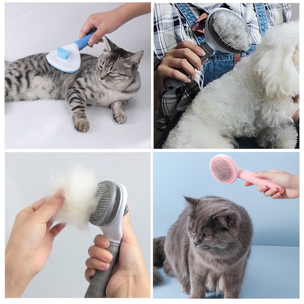 Lược chải lông mèo có nút bấm lược chải lông chó poodle phốc sóc cho thú cưng