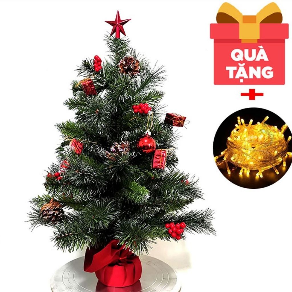 Cây thông noel mini để bàn 60cm full phụ kiện trang trí giáng sinh dễ thương