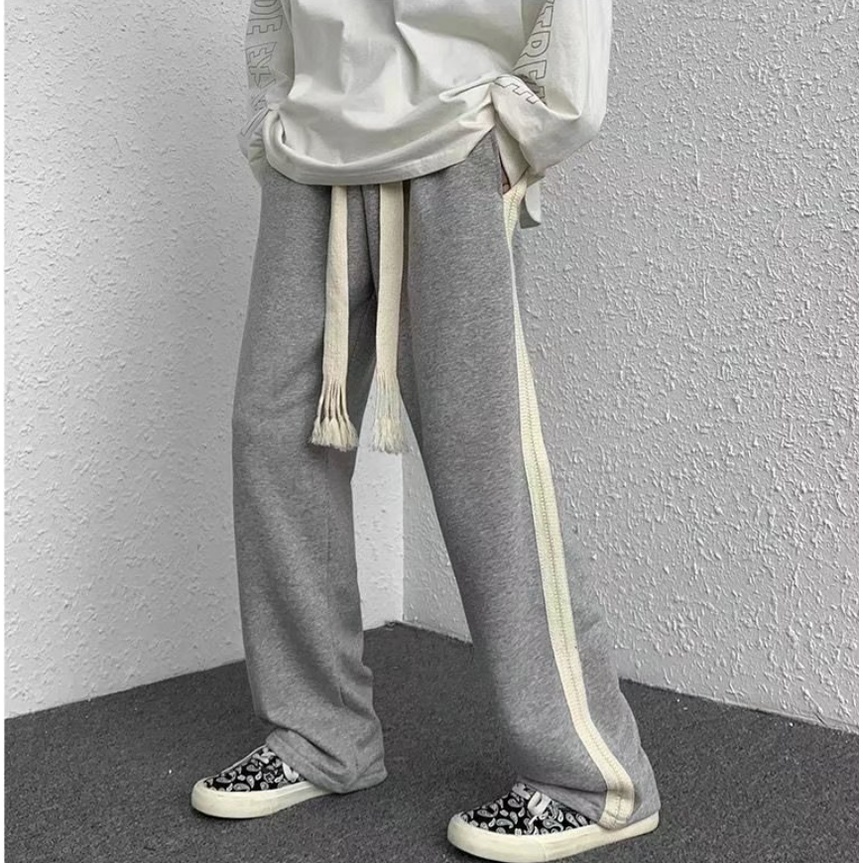 Quần thể thao ống rộng kẻ sọc hai bên thời trang Hàn Quốc cho nam quần jogger thể thao nam bigsize quần ống suông