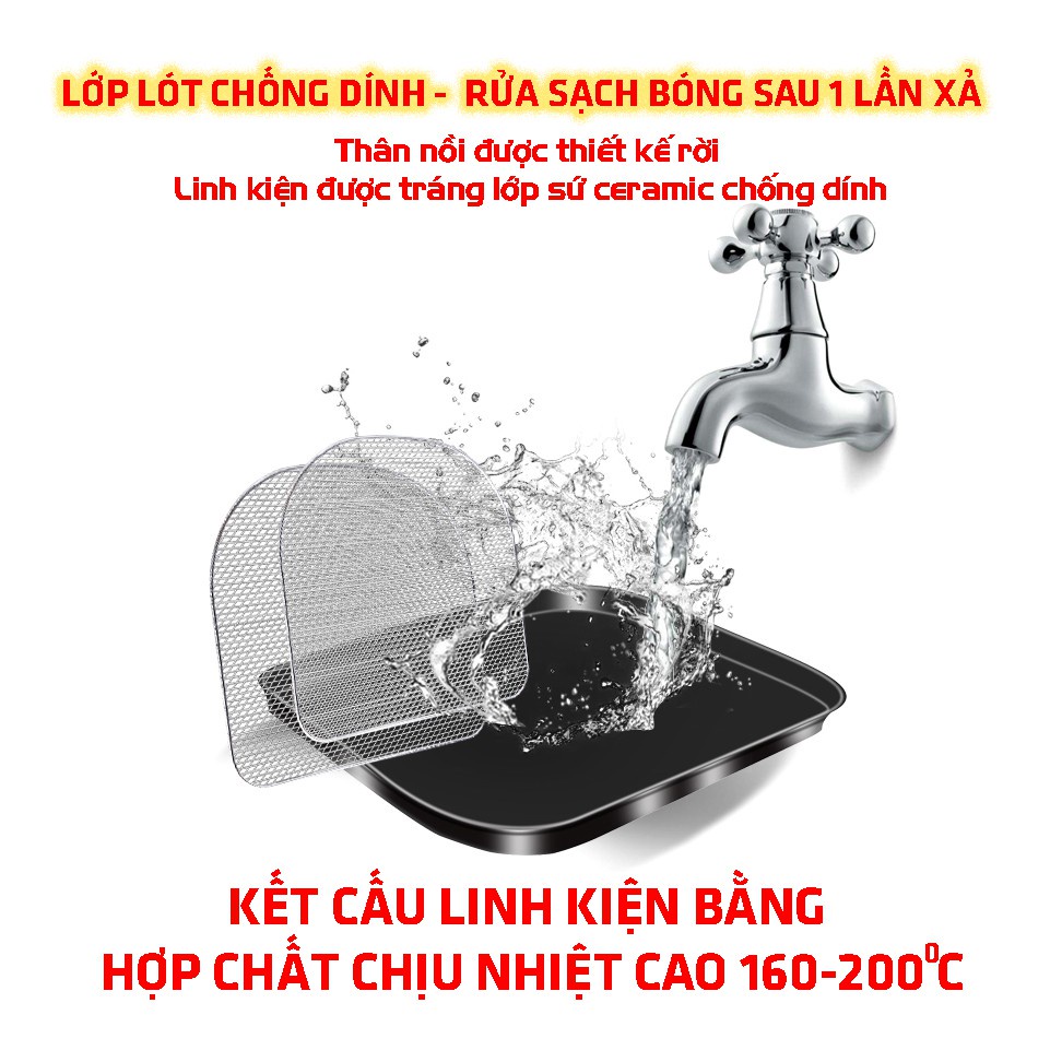 Nồi chiên không dầu 12L cảm ứng, nướng thoải mái KHÔNG CẦN LẬT, ĐẢO, nướng thịt cực nhanh và tiết kiệm điện BH 12 THÁNG