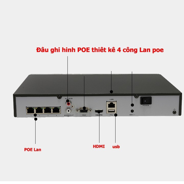 Trọn bộ 4 Camera IP POE Full HD 3MP ghi hình 2K có míc thu âm -đêm có màu + ổ cứng 500G+ đầy đủ phụ kiện lắp đặt