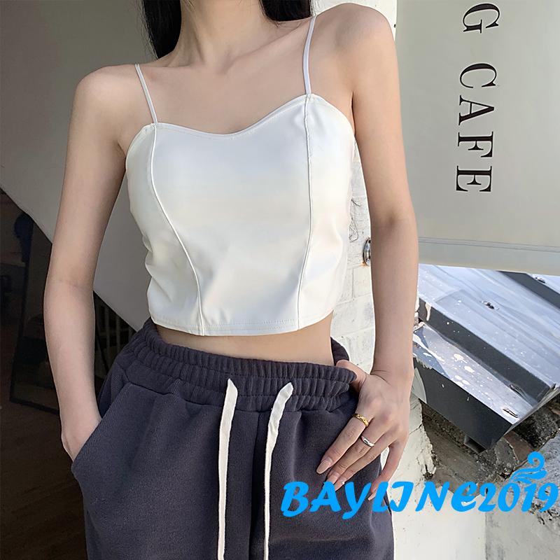 Áo hai dây croptop có đệm ngực không gọng màu trơn thời trang cho nữ