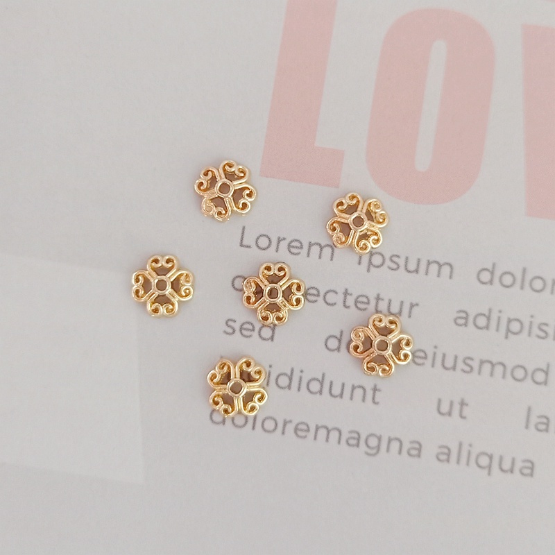 10 Hạt Xỏ Lỗ Bằng Đồng 14K Màu Vàng Đồng Dùng Làm Giá Đỡ/ Vòng Đeo Tay/ Mũ/ Vòng Tay DIY