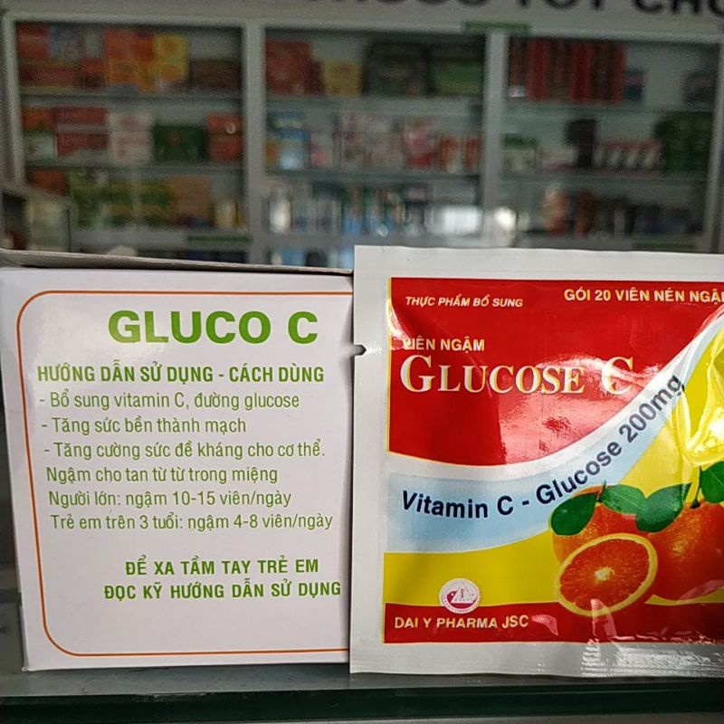 Combo 10gói Viên kẹo ngậm Glucose C 200mg tăng sức đề kháng bền thành mạch