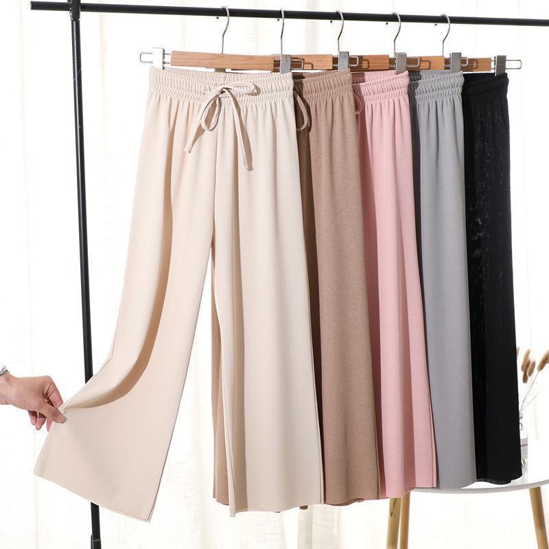 Quần Dài Lưng Cao Ống Rộng Vải Lụa Mát Thời Trang Cao Cấp Cho Nữ