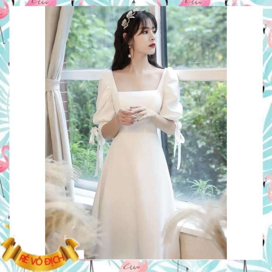 Đầm trắng tinh khôi cổ vuông tay bồng thắt nơ - Lina dress | BigBuy360 - bigbuy360.vn