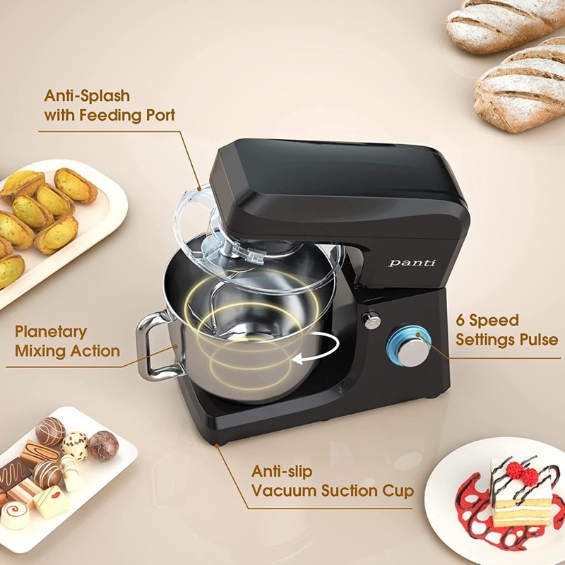 Máy nhào bột Panti 8L 1500W - Bánh răng kim loại cao cấp - trộn bột, salad, trà bông, ..