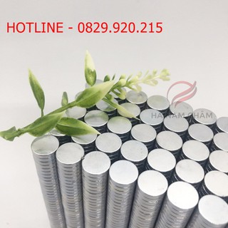 nam châm viên tròn kích thước phi 10mm dày 2mm mạ Zn