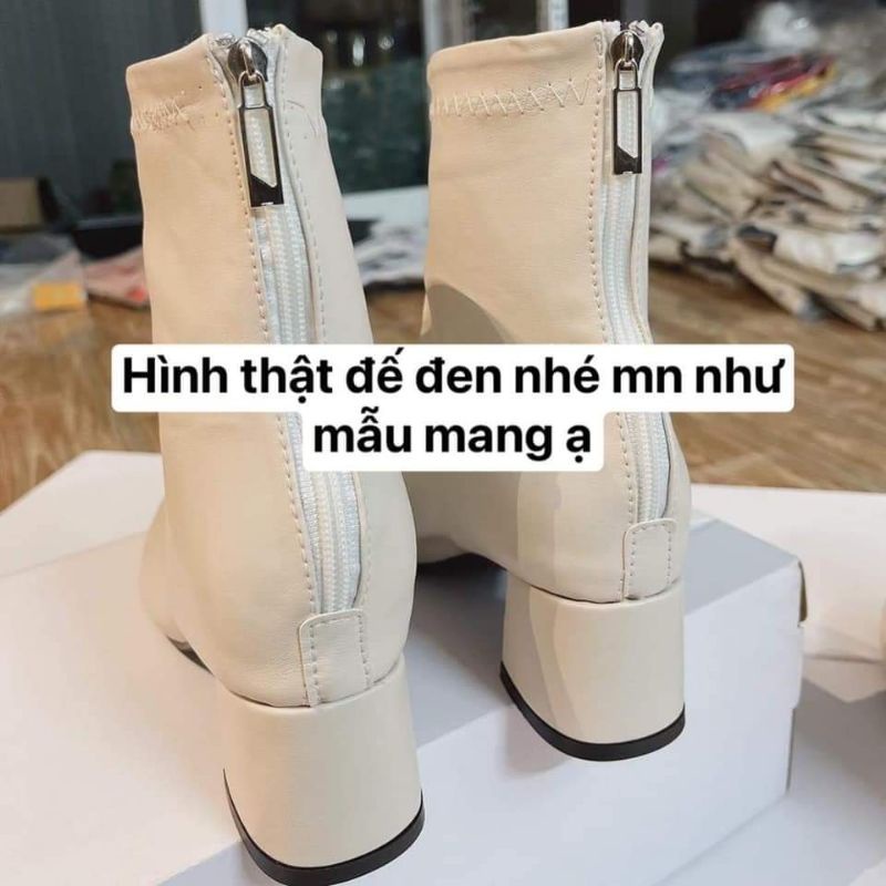 Giày Bốt Boot Nữ Cao Cổ , Da PU Cao 5cm, Đế Vuông Siêu Ôm Chân, HOT TREND