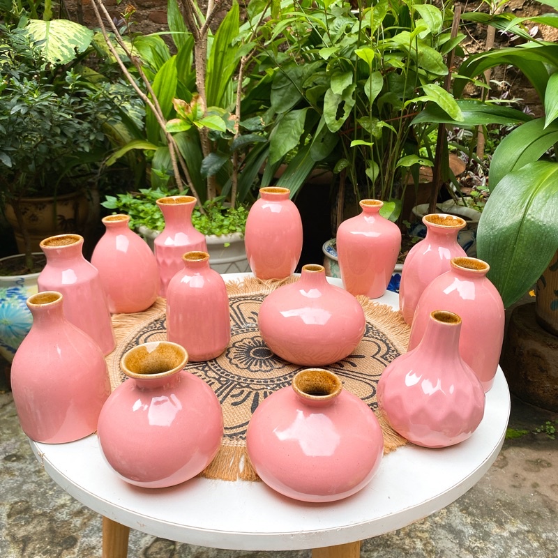 Set Lọ Hoa Mini Gốm Sứ Bát Tràng Màu Sắc 8-14cm - Lọ Hoa Decor