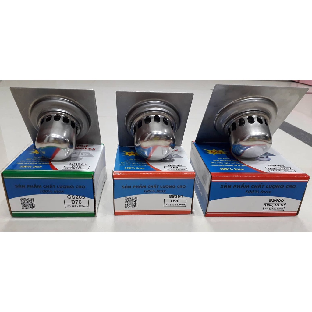GA THOÁT SÀN NHÀ TẮM NGĂN MÙI CỐC SÂU INOX 304 VINAHASA XANH GS263, GS264, GS466