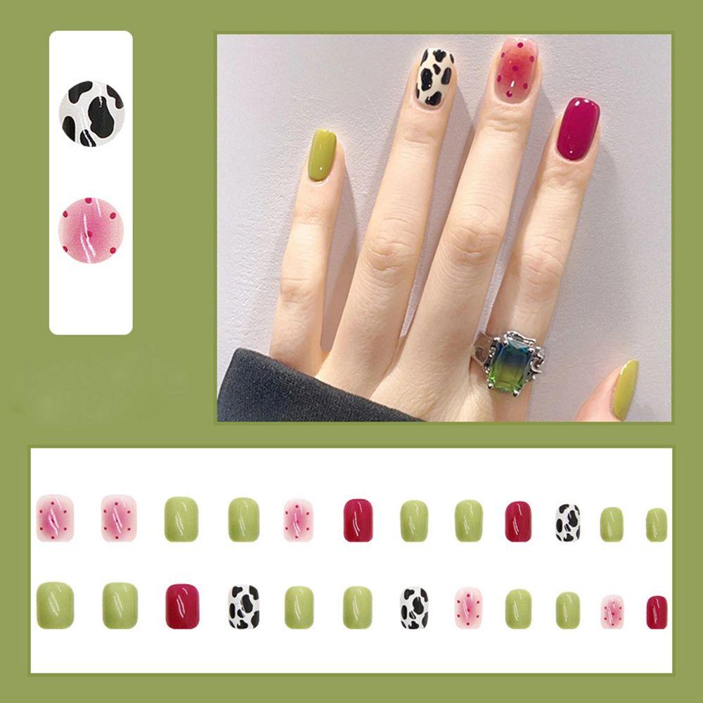 Bộ 24 Móng Tay Giả Ngắn / Tròn / Vuông Che Phủ Toàn Diện