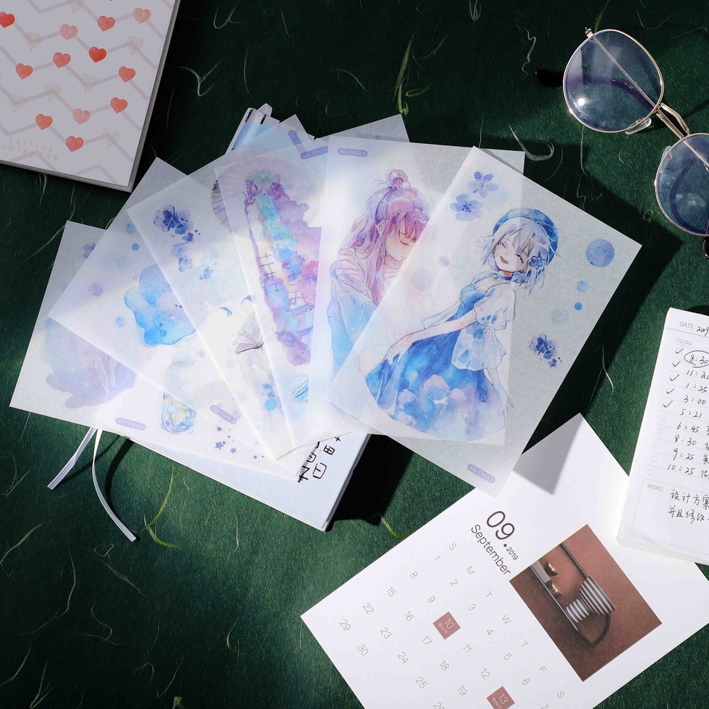 Bộ 6 Tấm Nhãn Dán Trang Trí Nhật Ký Xinh Xắn