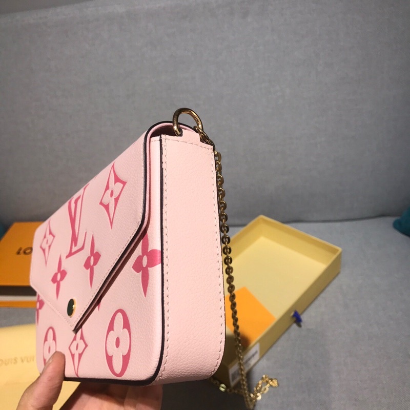 Túi ví đeo chéo LV Louis Vuitton màu hồng pastel họa tiết Monogram hiện đại cao cấp