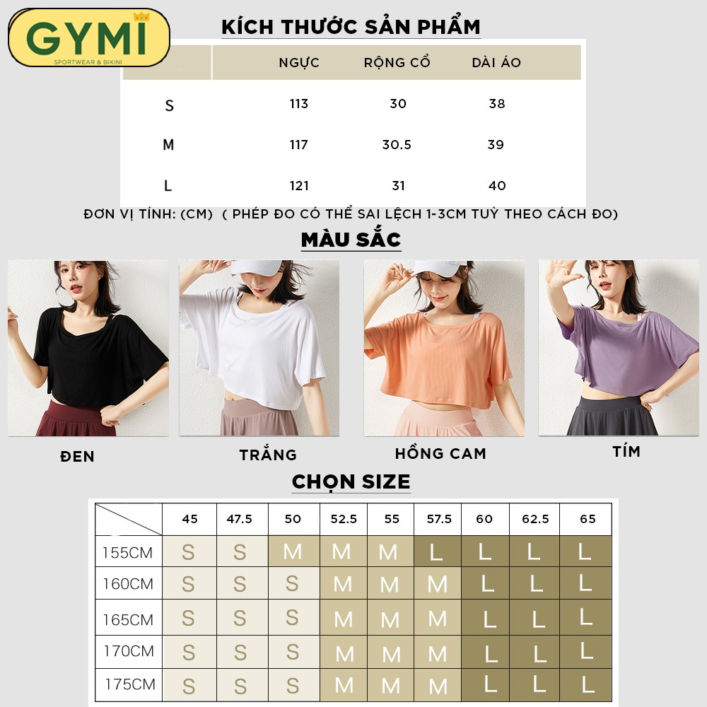 Áo tập gym yoga nữ dáng rộng GYMI AT02 dáng croptop tanktop chất liệu thun gân co giãn 4 chiều thoải mái
