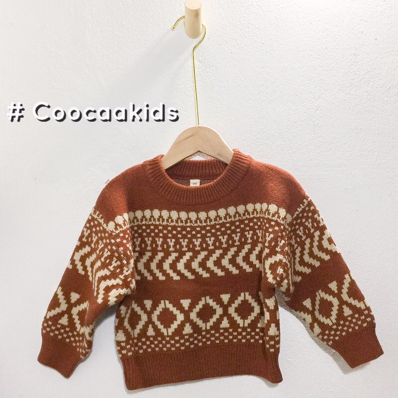 Áo len họa tiết thổ cẩm Hàn Quốc cho bé trai bé gái size 80-130