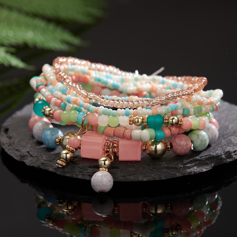 Vòng Tay Chuỗi Hạt Nhiều Lớp Phong Cách Bohemian Thời Trang Cho Nữ