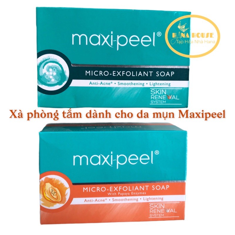 Xà phòng Maxi peel MAXIPEEL-Xà bông cục giảm mụn thâm cho lưng và cơ thể Maxipeel Exfoliant Soap 125
