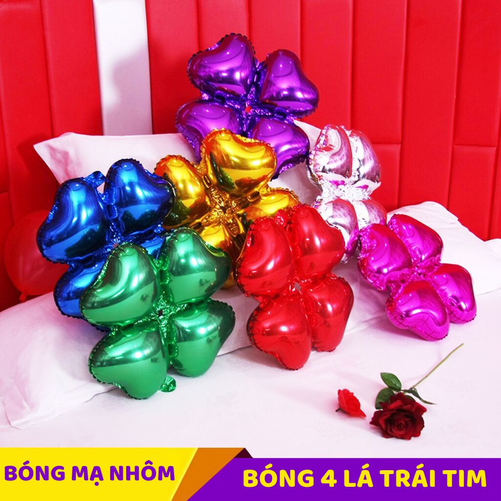 Bóng bay hình cỏ 4 lá Tim/Tròn 18" trang trí sinh nhật sự kiện