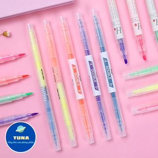 Tuna02628 - set 6 bút highlighter 2 đầu 2 màu