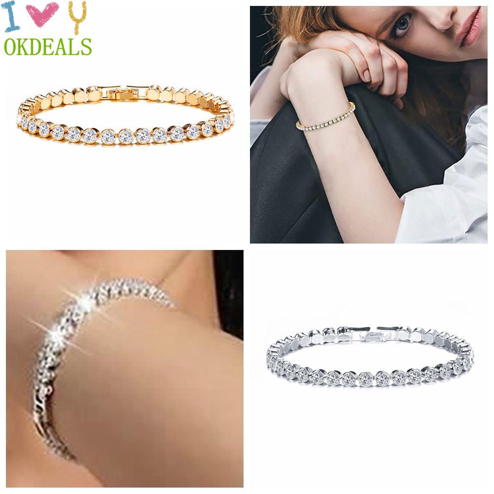 OKDEALS 5mm Width Bracelet Luxury Shiny Inlaid|Link Chain New Fashion Bracelet Women Men Diamond Hip Hop