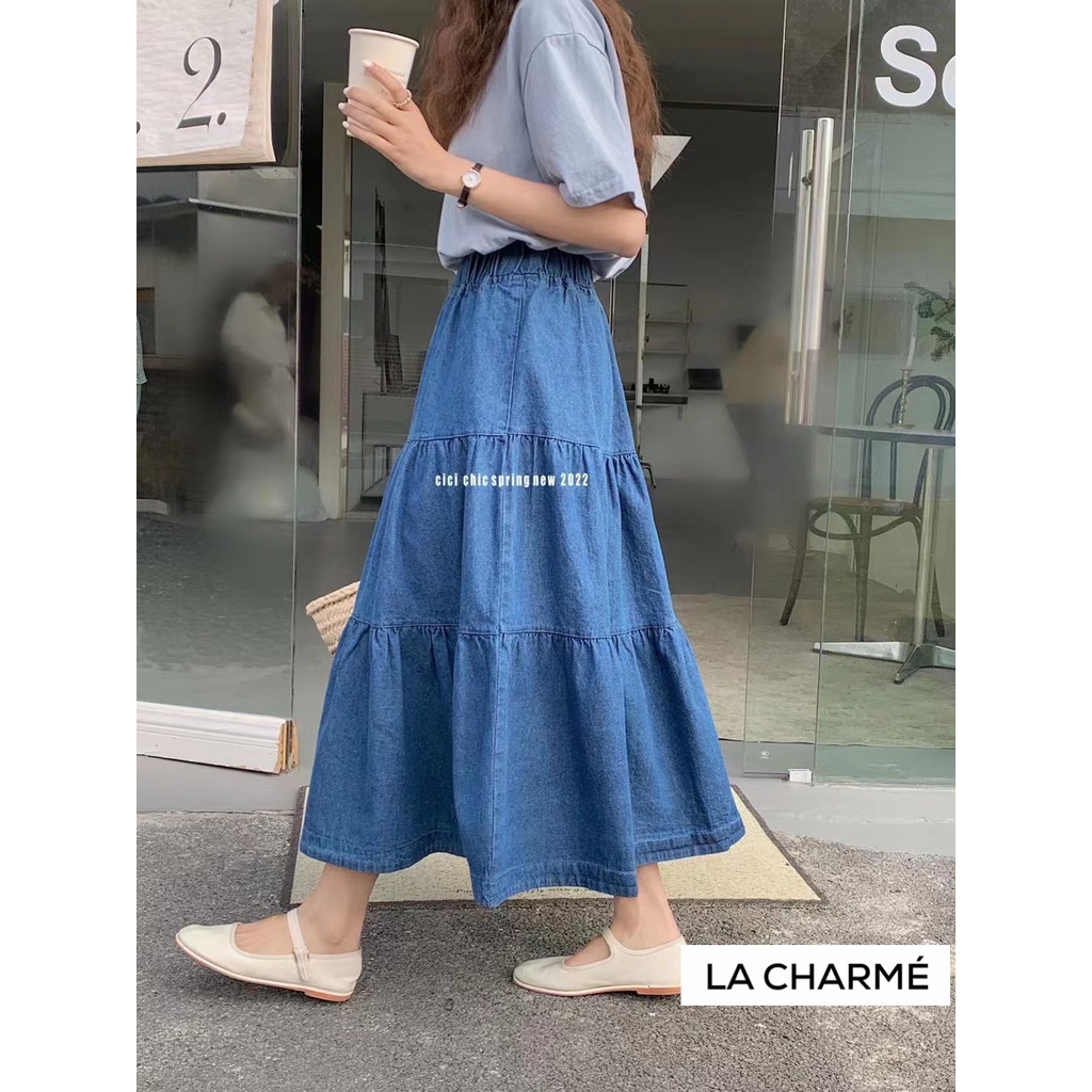 Chân váy Denim xoè tầng dài 2499