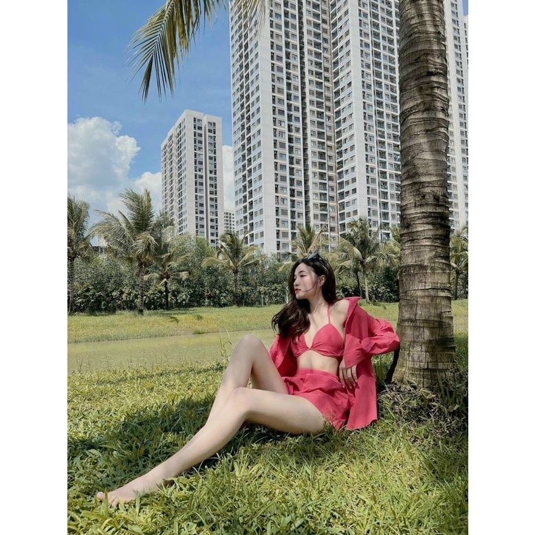 [SET SALE 50%] SET ÁO VÀ QUẦN 3 MÓN ĐI CHƠI BIỂN CỰC SEXY VỚI QUẦN ĐÙI KÈM ÁO BARA SEXY, PHỐI KHOÁC NGOÀI SƠ MI DÀI TAY