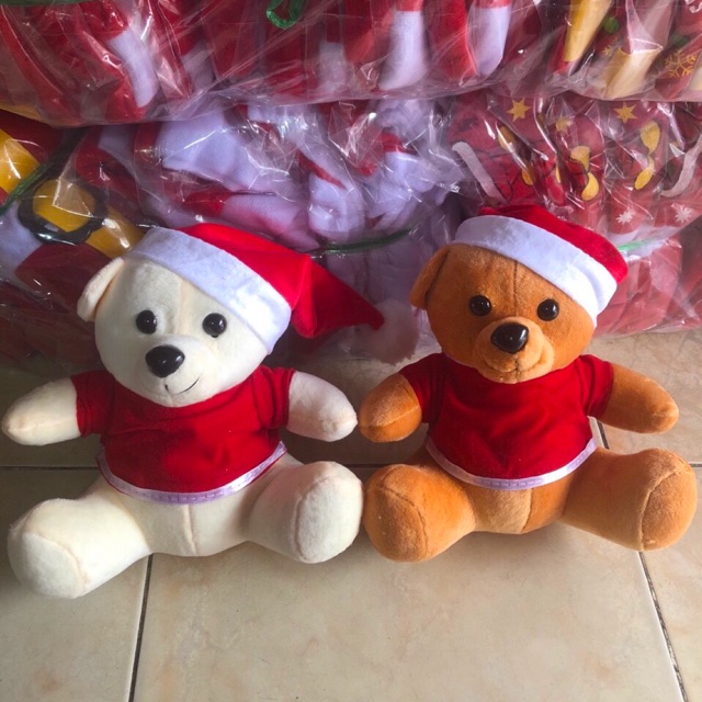 GẤU NOEL NGỒI 20cm Cao Cấp,Lông Nhung Mềm Mịn